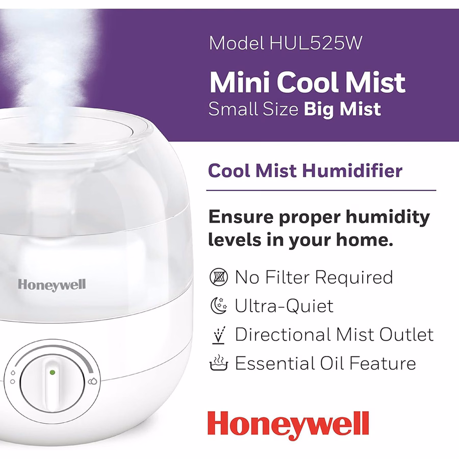 Honeywell Mini Luchtbevochtiger met Koele Mist - Wit, HUL525W